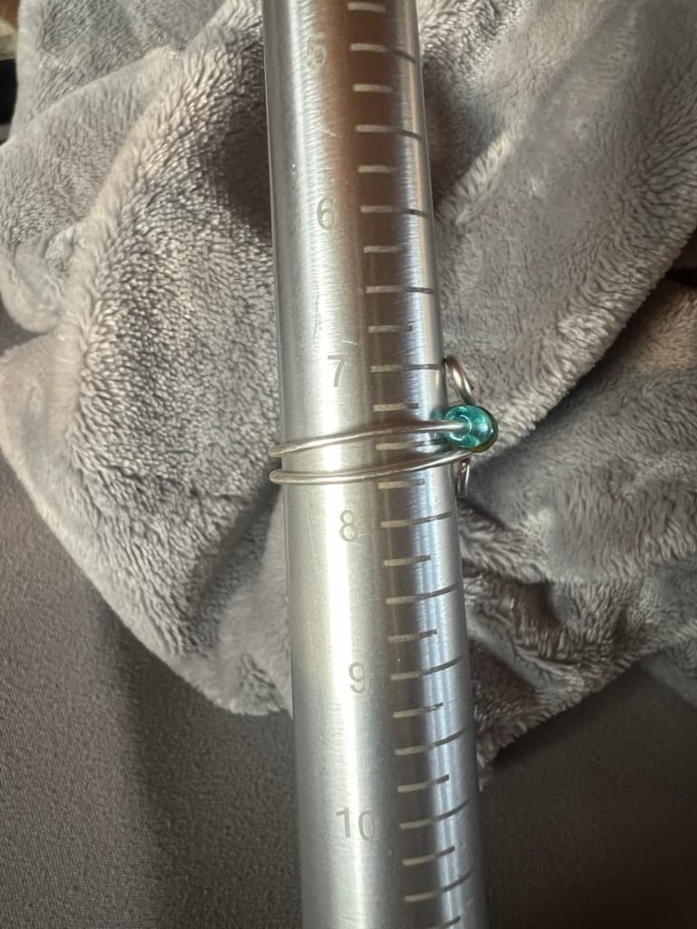 Handcrafted Silver Wire Ring with Teal Glass Bead